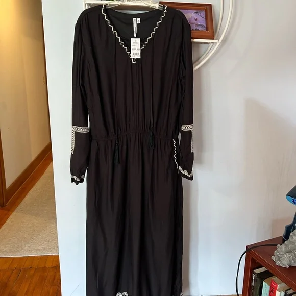 NY Collection | Dresses | Ny Collection Basun Womens 3x Black Peasant Poet  Maxi Embroidered Dress Nwt | Poshmark